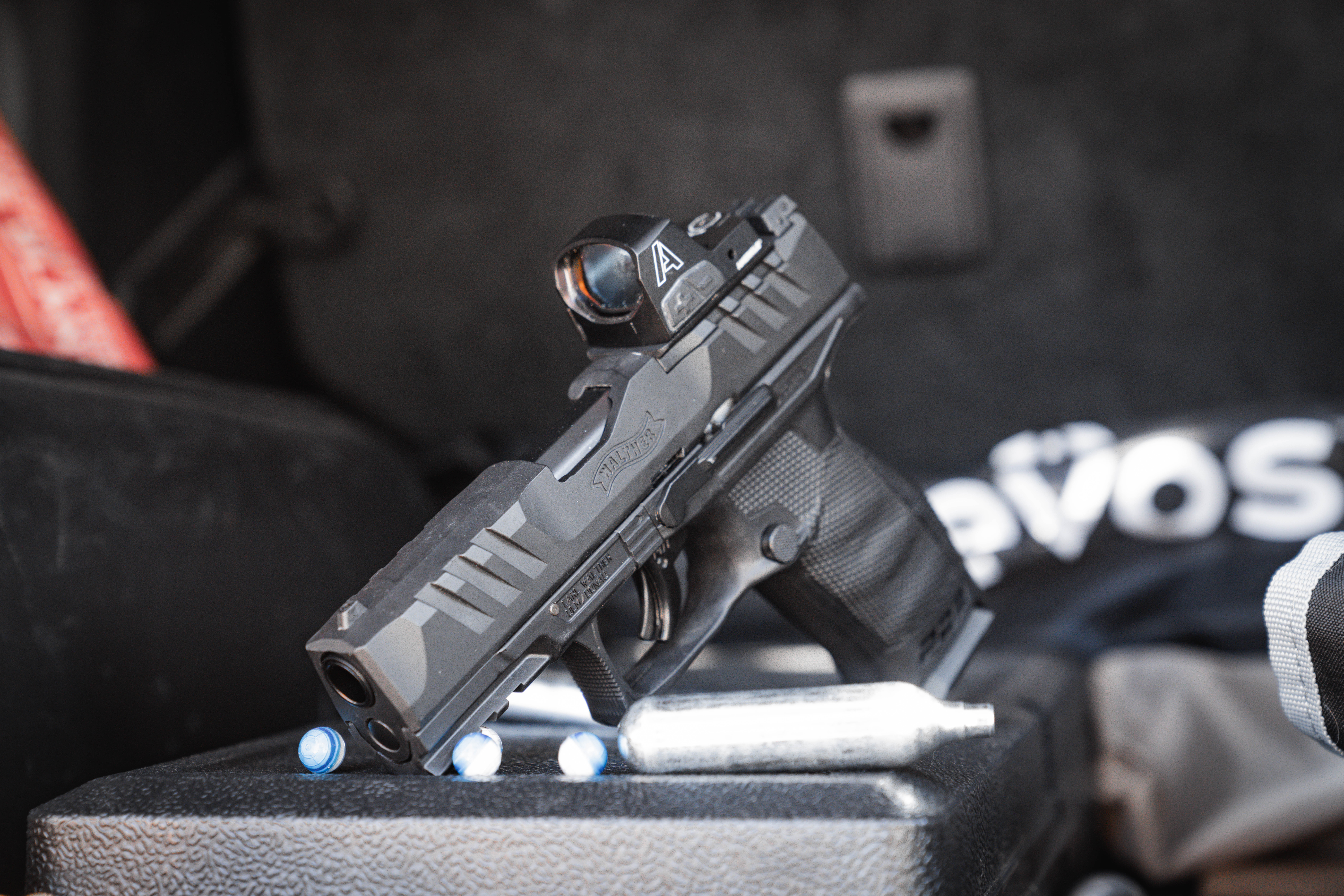 T4E gun  on tabletop in a law enforcement setting